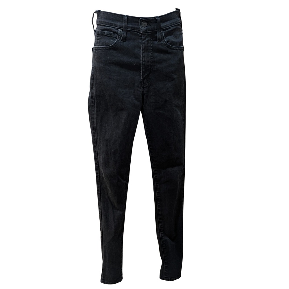 Levis Vintage Womens High Rise Mile High Skinny Jeans Black Denim Stretch 27‎